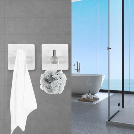2 Stück selbstklebende Haken aus Edelstahl 304 zum Aufhängen von Mänteln, Kleidern und Handtüchern für Küche, Bad und Schlafzimmer (ohne Bohren). (1/5)