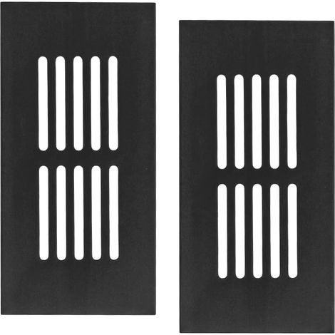 Lot de 2 grilles d'aération Noires pour Placard, réfrigérateur, Grille d'aération Murale, 50 x 100 mm (1/5)