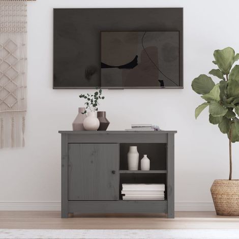 Meuble TV Gris 70x36,5x52 cm Bois de pin massif (1/5)