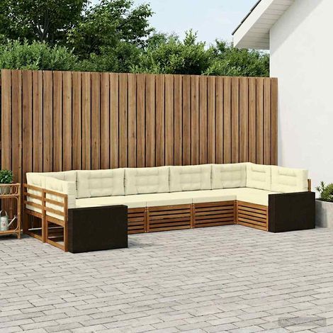 vidaXL Outdoor-Sofagarnitur mit Kissen 7 pcs Natur und Creme (1/5)