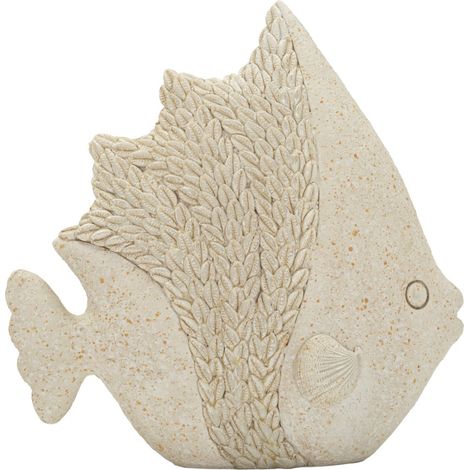 Scultura pesce Sand piccolo in resina beige effetto sabbia