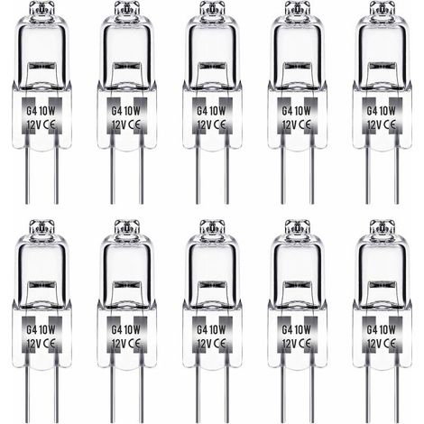 Ampoule Halogene G4, Ampoule G4 12V 10W, blanc chaud 3000K, 150LM, Intensité Variable, LampeHalogene G4, Lampe à Capsule Transparente, paquet de 10