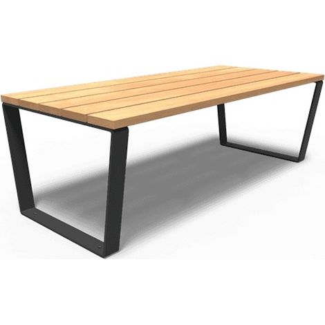 Adezz Gartentisch Serie MIO 230 x 100 x 76 cm Tischplatte Hartholz Garapa Rahmen Stahl schwarzgrau
