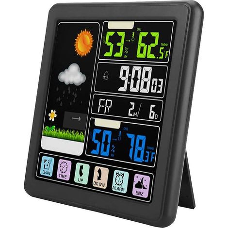 Station météo sans fil à écran tactile complet avec thermomètre intérieur/extérieur et prévisions électriques - TS-3310 (1/5)