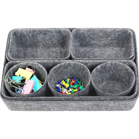 Boîtes de rangement en feutre avec poignées, lot de 2, paniers à linge résistants et pliables, adaptés au rangement de jouets, vêtements, livres, magazines, etc., gris, taille L. (1/5)