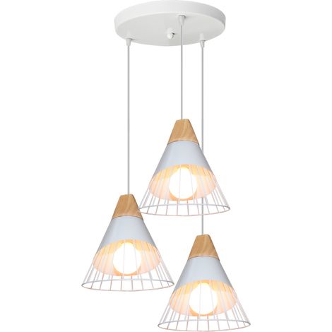 Lámpara Colgante Moderna Industrial, Pantalla Para Lámpara De Metal 60W Máximo Blanco Lampara Techo Retro Industrial