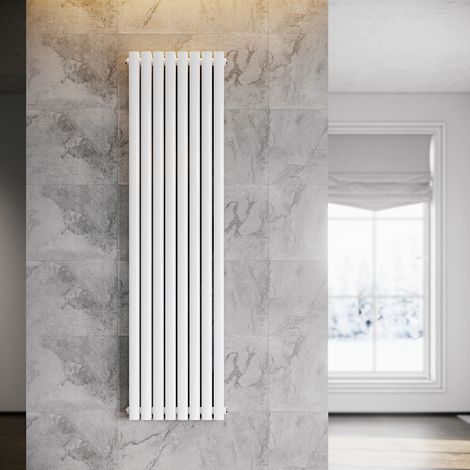 SONNI Radiador de Vertical Ovalado Blanco Radiador Centro Conexión Doble Capa 1800x475mm