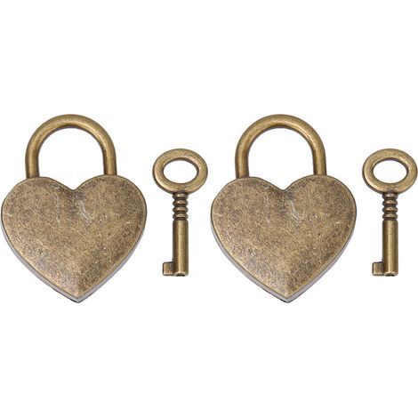 Vintage-Herzschlösser aus Metall mit Schlüsseln, 30 x 39 mm, Bronze – Bastel- und Wohnaccessoires (1/5)