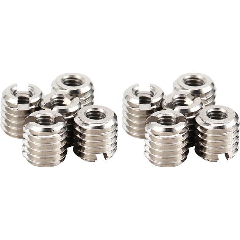 Jeu de 10 inserts filetés avec écrous réducteurs, acier inoxydable 303, filetage intérieur M4x0,7, filetage extérieur M8x1,25, longueur 0,3 pouce (1/5)