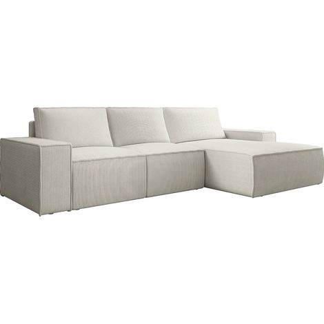 Grande divano letto angolo a destra in Velluto a coste Beige - AMELIA (1/5)