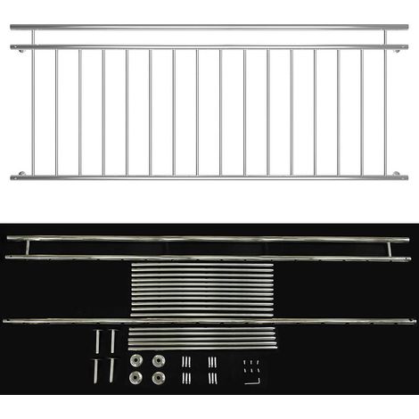 Melko Balkongeländer 225CM Edelstahl Stabgeländer Balkon Brüstung Fenstergiiter (1/5)