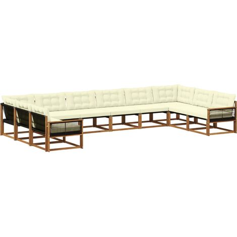 Conjunto de sofás de exterior 10 uds. Natural y Crema vidaXL (1/5)