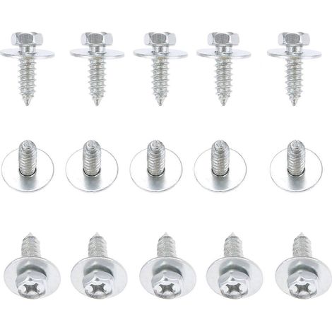 20 vis de fixation d'aile de voiture, boulons galvanisés avec rivet métallique, garniture intérieure argentée, boulons hexagonaux pour trous de 6,5 mm (1/5)