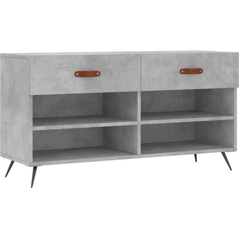 Banc à chaussures bottes commode étagère meuble entrée rangement 102 x 35 x 55 cm bois d'ingénierie gris