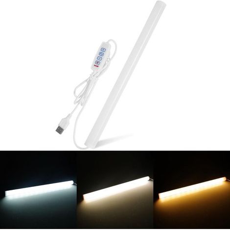 Striscia LED da 30 cm, USB, 3 colori, magnetica, dimmerabile, con copertura opaca per scrivania, armadio, stampante 3D e lavandino. (1/5)
