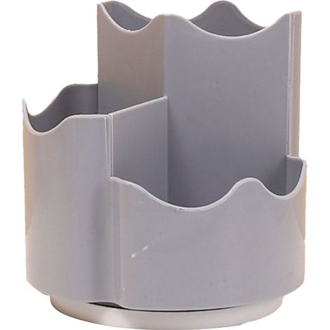Porte-stylos tournant 360° avec 3 compartiments, organiseur de bureau rotatif pour crayons et pinceaux, gris, pour maison et bureau (1/5)
