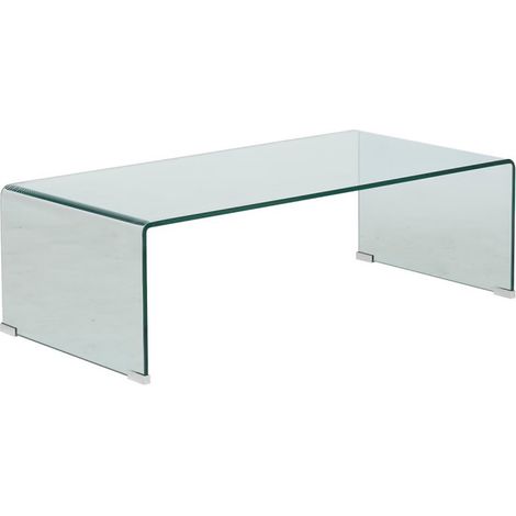 Table basse, table de salon rectangulaire en verre trempé transparent - Longueur 110 x Profondeur 55 x Hauteur 38 cm (1/3)
