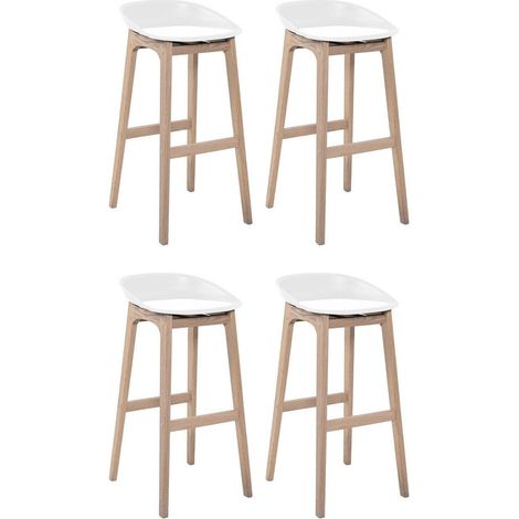 Conjunto de taburetes de bar RIVA de roble de 75 cm con asiento de plástico