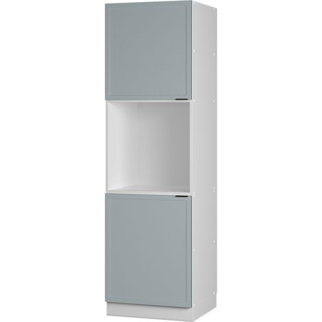 Herdumbauschrank Fame-Line, Hellblau-grau, 60 cm mit offenem Regal, Vicco