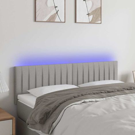 vidaXL Cabecero con LED de tela gris claro 144x5x78/88 cm (1/5)