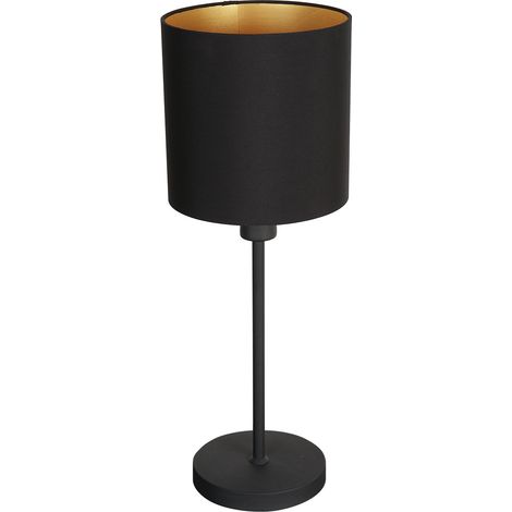 Lámpara de mesa - negro - NOOR - metal textil - Ø 20cm - E27 - (1/4)
