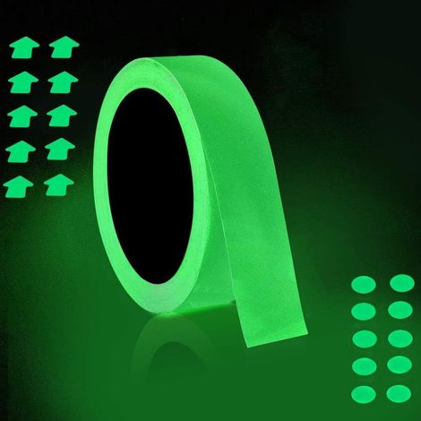 2cm x 5m Bande Fluorescente, Lumineux Ruban Adhésif Autocollant, Ruban Phosphorescent, Fluorescente Nuit Autocollant, Amovible, Imperméable à L'eau, Photoluminescent Sécurité Stade Bande (1/5)