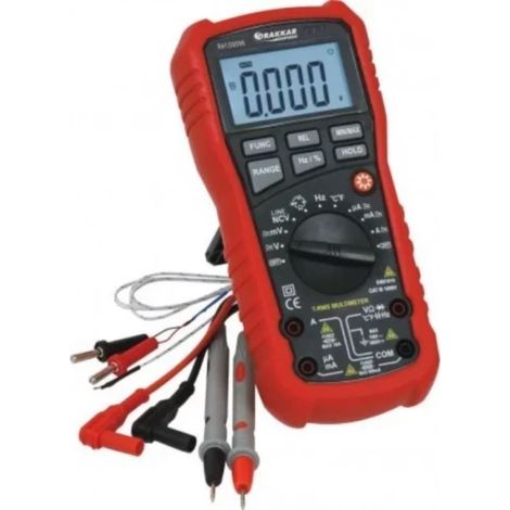 Drakkar Equipement – Multimètre digital automatique – Plage de mesure jusqu'à 1000V – Courant jusqu'à 10A – CAT III 1000V – Sonde température incluse (1/3)