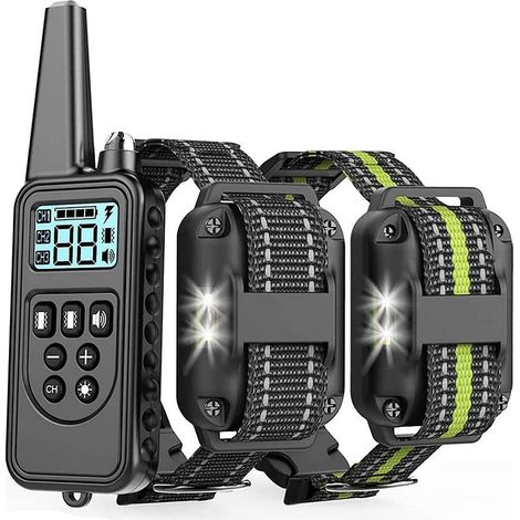 Collier de dressage pour chien, collier électrique imperméable avec télécommande, portée de 800 mètres, entraînement à distance pour chien grand et moyen (1/5)