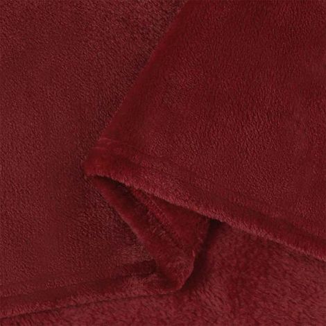 Plaid - Toison - 150 x 130 cm - Rouge Bordeaux - 260 g/m² - Intérieur - 1 Pièce (1/5)