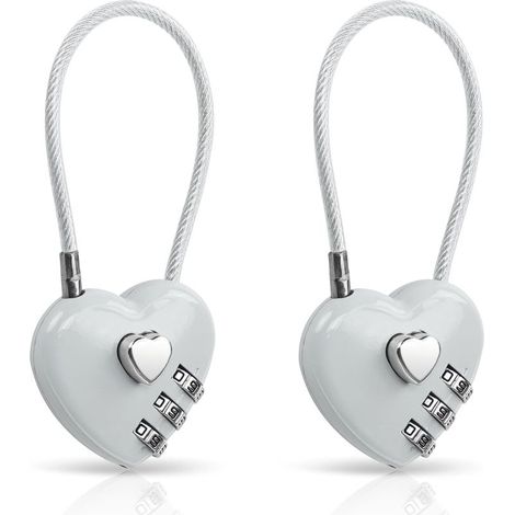 lot de 2 serrures combinées, cadenas en forme de cœur à 3 Chiffres pour casiers de gymnastique scolaire, casiers de sport, bagages, clôture, sac à dos, cadeau de Saint - Valentin (Gris) (1/5)