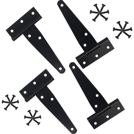 (4 inch)Garden Gate Hinges, 4pcs T Gate Hinges, Folding Hinge with Screws, Shed Gate Hinges(T) (1/4)