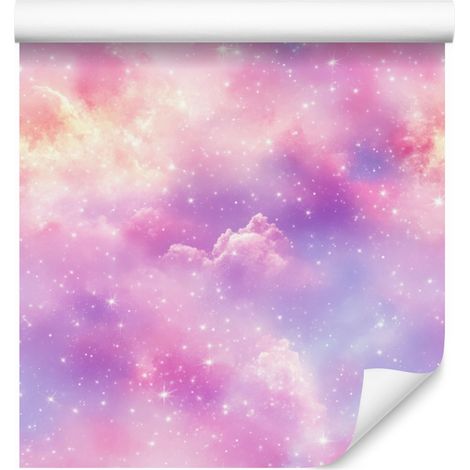 Carta da parati acquerello galassia rosa cipria e lavanda 50x1000 cm (1/5)