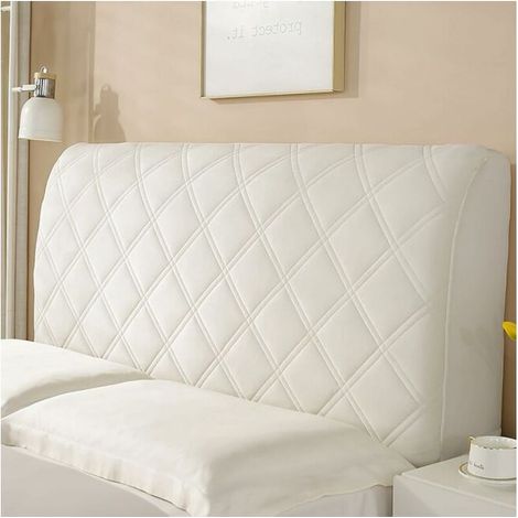 White,180cm Universal Bed Headboard Cover, Soft Stretch Bed Headboard Cover, Washable Dustproof Short Plush Protective Cover, for Bedroom Decoration (1/5)