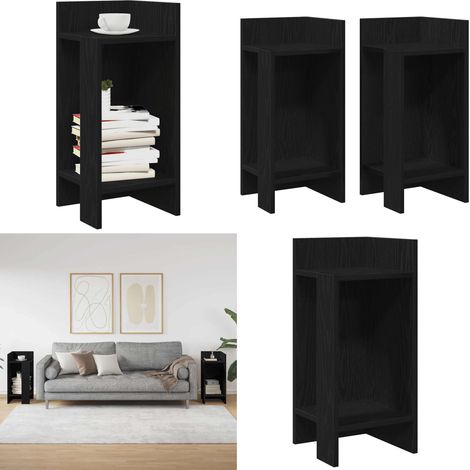 vidaXL Tables d'appoint 2 pcs avec étagère noir 25,5x27x60 cm (1/5)