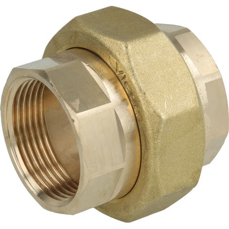 Raccord à visser en laiton rouge 1 1/4'' FF/FF étanchement plat