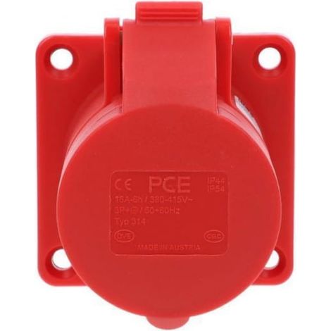 Einbausteckdose 16A 4P 400V rot IP44 weiblich 70mm 314-6