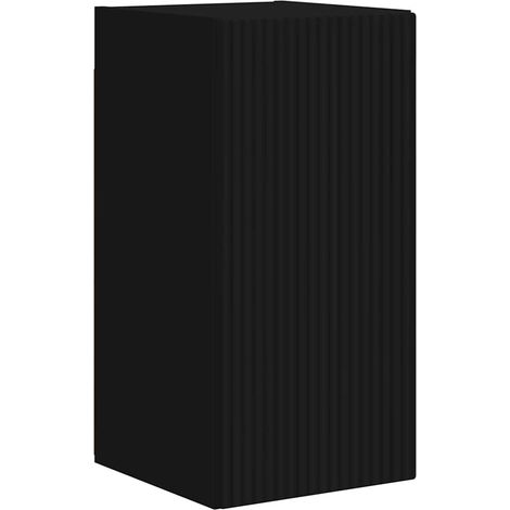 Mueble TV de pared moderno ahorra espacio 30 x 31 x 60 cm de madera contrachapada negro 020054951 (1/5)