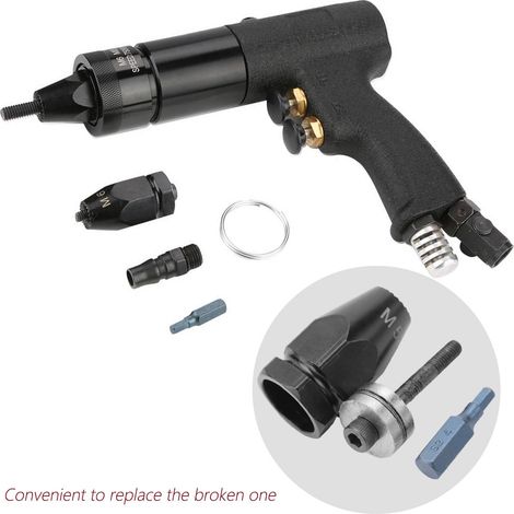 Pistolet à rivets pneumatique pour écrous (tête d'écrou hexagonale M5 à tige droite)