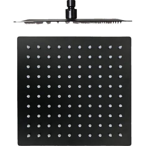 Tête de douche fine 30x30 cm – Noir mat – Design minimaliste et épuré (1/5)