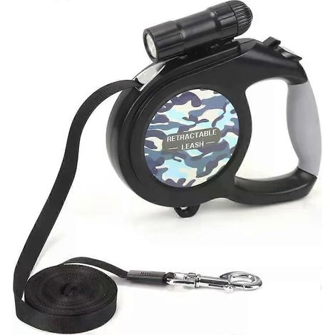 Laisse rétractable Trintion 8M avec lampe torche amovible et poignée antidérapante pour chiens de petite et grande taille jusqu'à 50 kg (1/5)