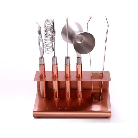 Ensemble de 6 ustensiles à cocktail en inox martelé