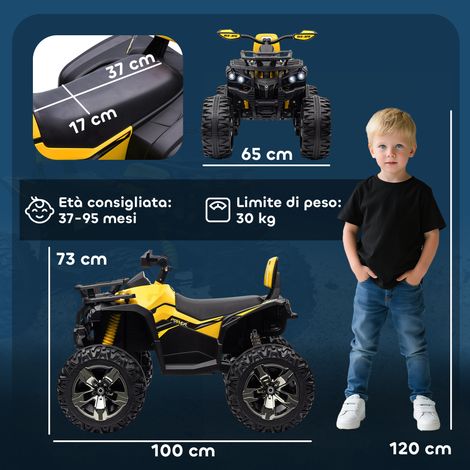 Quad électrique 12 V pour enfants avec phares et batterie rechargeable, convient aux enfants de 3 à 5 ans, 100 x 65 x 73 cm, jaune (1/5)