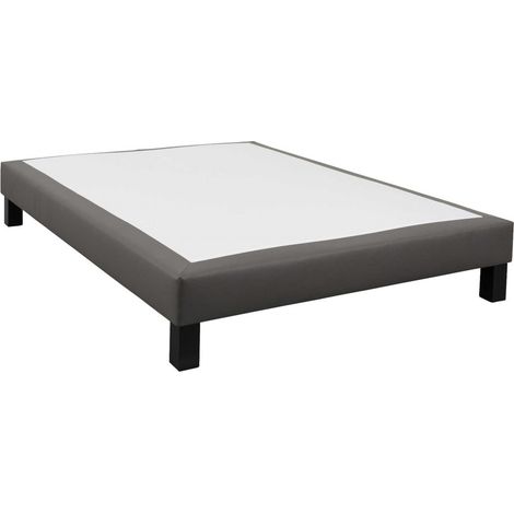 Sommier déco Someo simili cuir cacao 2x100x200 (1/4)