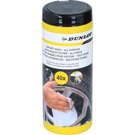 Lingettes humidifiées DUNLOP pour voiture, 40 pièces