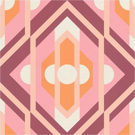 Retro wallpaper wall Profhome 395311 hot embossed non-woven wallpaper slightly textured with geometric shapes matt pink pastel orange wine red cream 4,5 m2 (1/5)