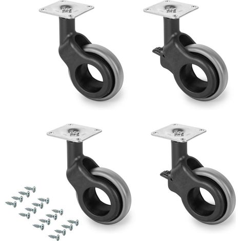 EMUCA Kit roulettes Hole 2 avec platine de montage, Ø 50 mm, Plastique gris (1/5)