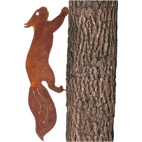 Schmiedeeiserne Gartendekoration - Rostiges Eichhörnchen - Höhe 15 cm, Breite 42 cm