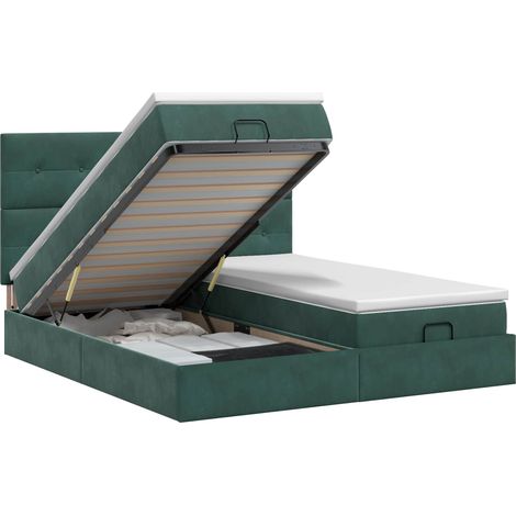 Maison Exclusive - Letto ottomano con materasso 2 pz Verde Scuro Velluto (1/5)