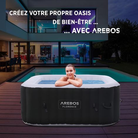 Arebos – Spa gonflable 4 personnes 154x154cm – 100 jets de massage – Température réglable jusqu'à 40°C – Système de filtration efficace — vue 4