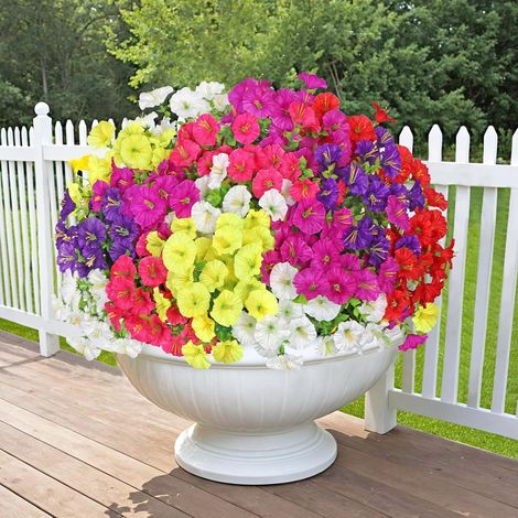 Lot de 12 paquets de fleurs artificielles résistantes aux UV et intempéries - Pour tombes, balcon, jardinière, porche, jardin suspendu